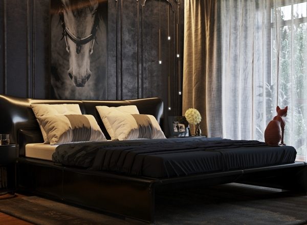 Черный цвет в интерьере спальни: элегантность и уют