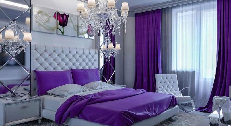 Дизайн фиолетовой спальни