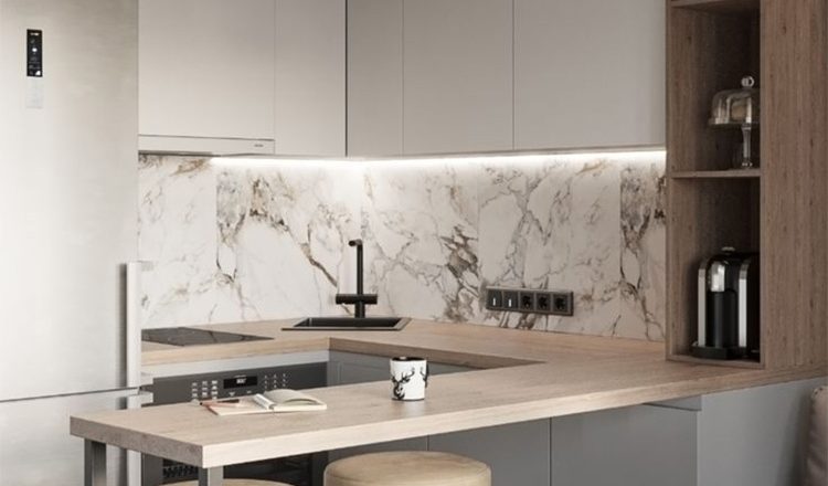 Дизайн кухни с барной стойкой и диваном