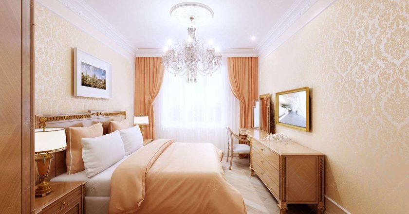 Дизайн спальни в персиковых тонах